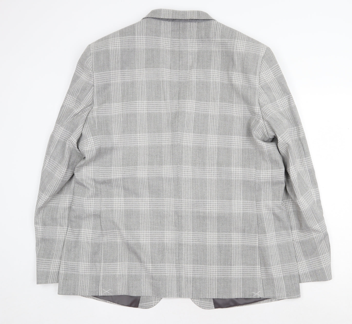 Marks and Spencer Mens Grey Plaid Polyester Jacket Blazer Size 48 Regular