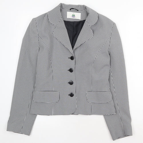 New Fast Womens Black Geometric Jacket Blazer Size 10 Button