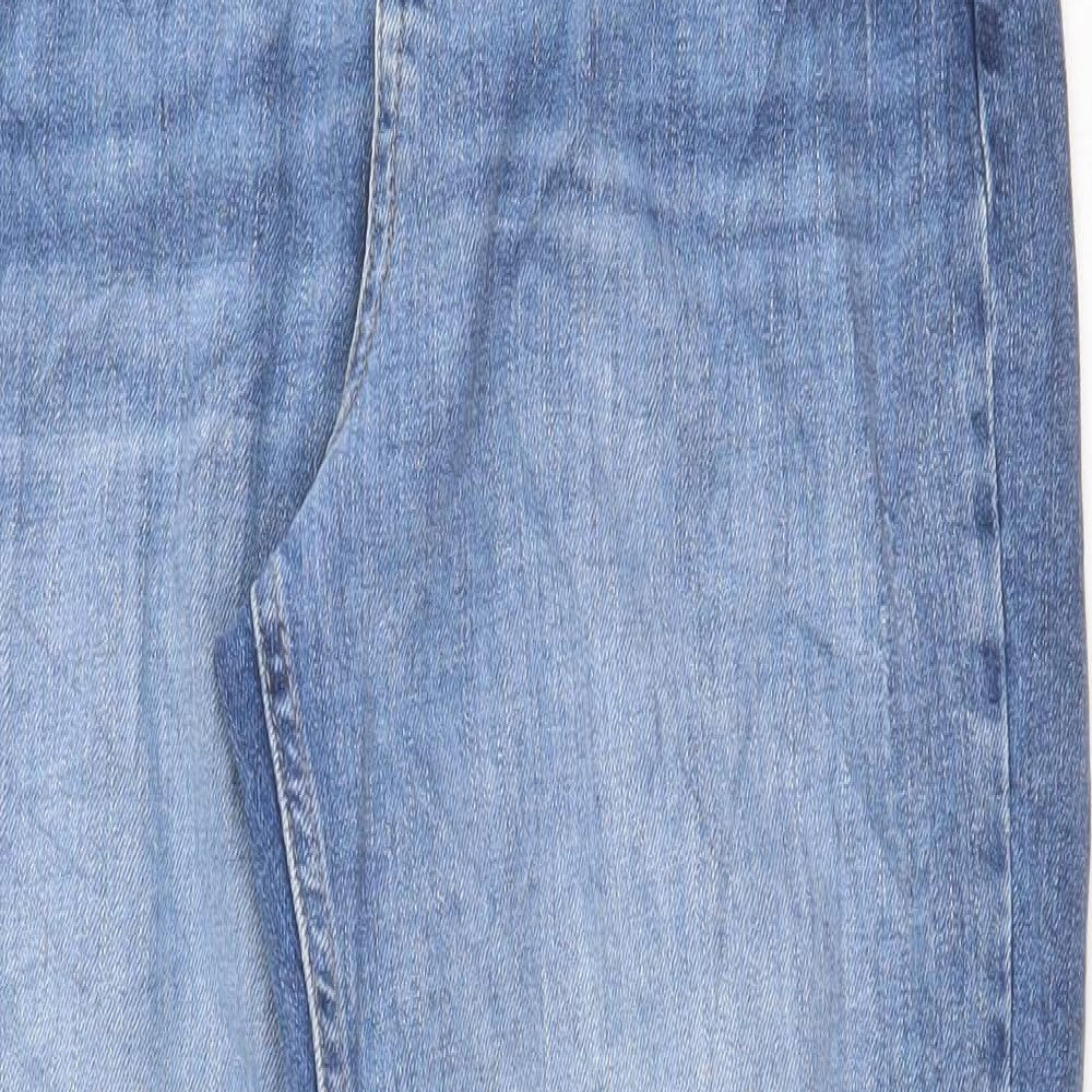 Marks and Spencer Womens Blue Cotton Mom Jeans Size 10 Regular Zip