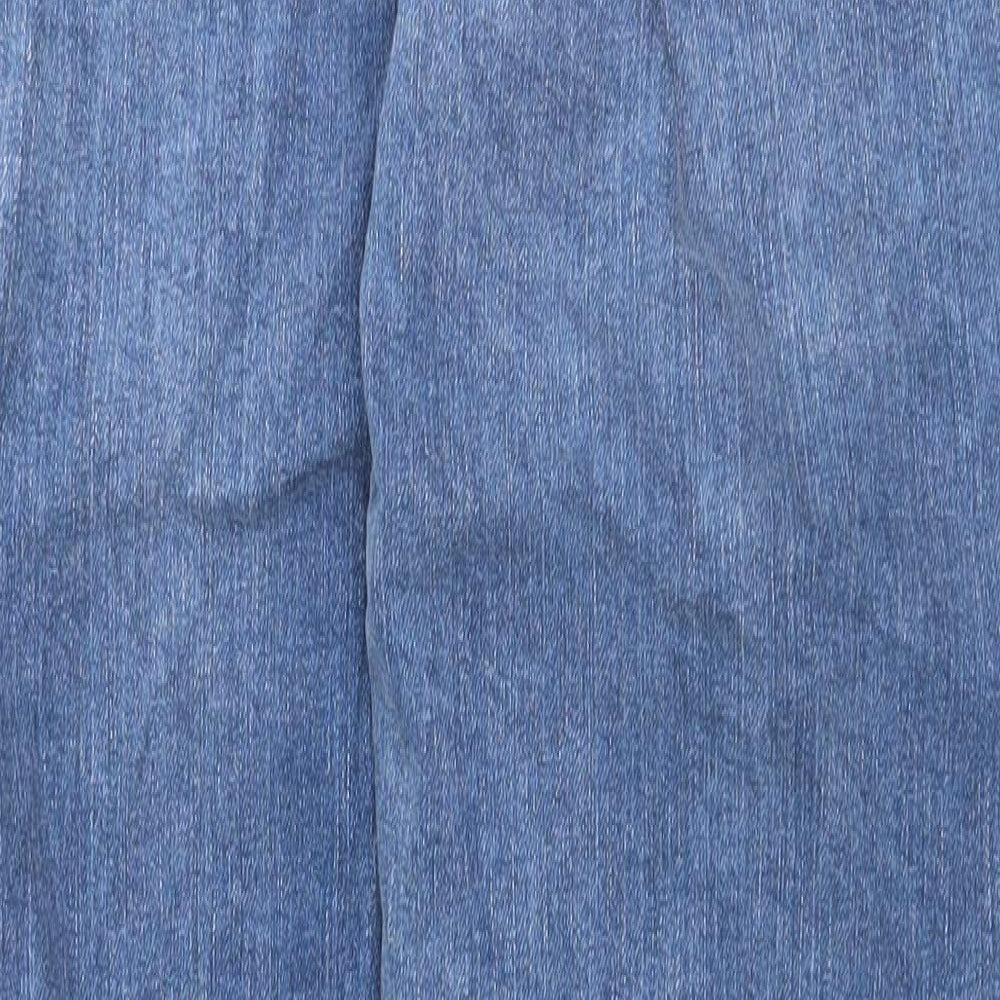 Marks and Spencer Womens Blue Cotton Mom Jeans Size 10 Regular Zip