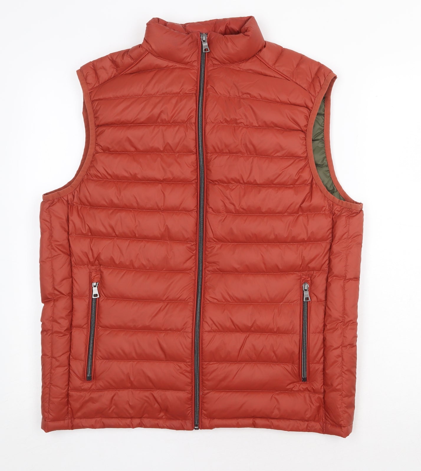 Marks and Spencer Mens Orange Quilted Waistcoat Size M Zip