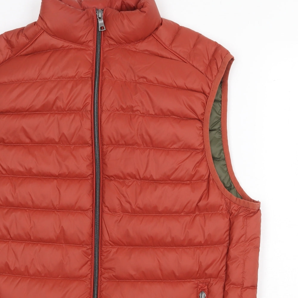 Marks and Spencer Mens Orange Quilted Waistcoat Size M Zip