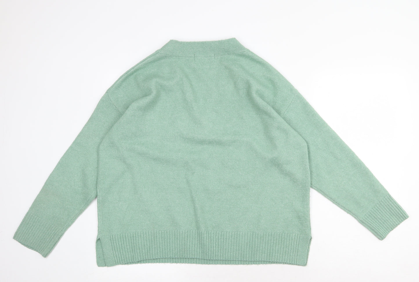 Nutmeg Womens Green V-Neck Acrylic Pullover Jumper Size 18