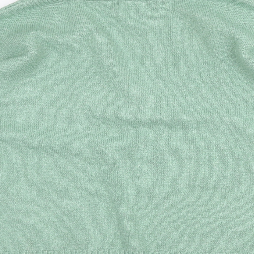 Nutmeg Womens Green V-Neck Acrylic Pullover Jumper Size 18