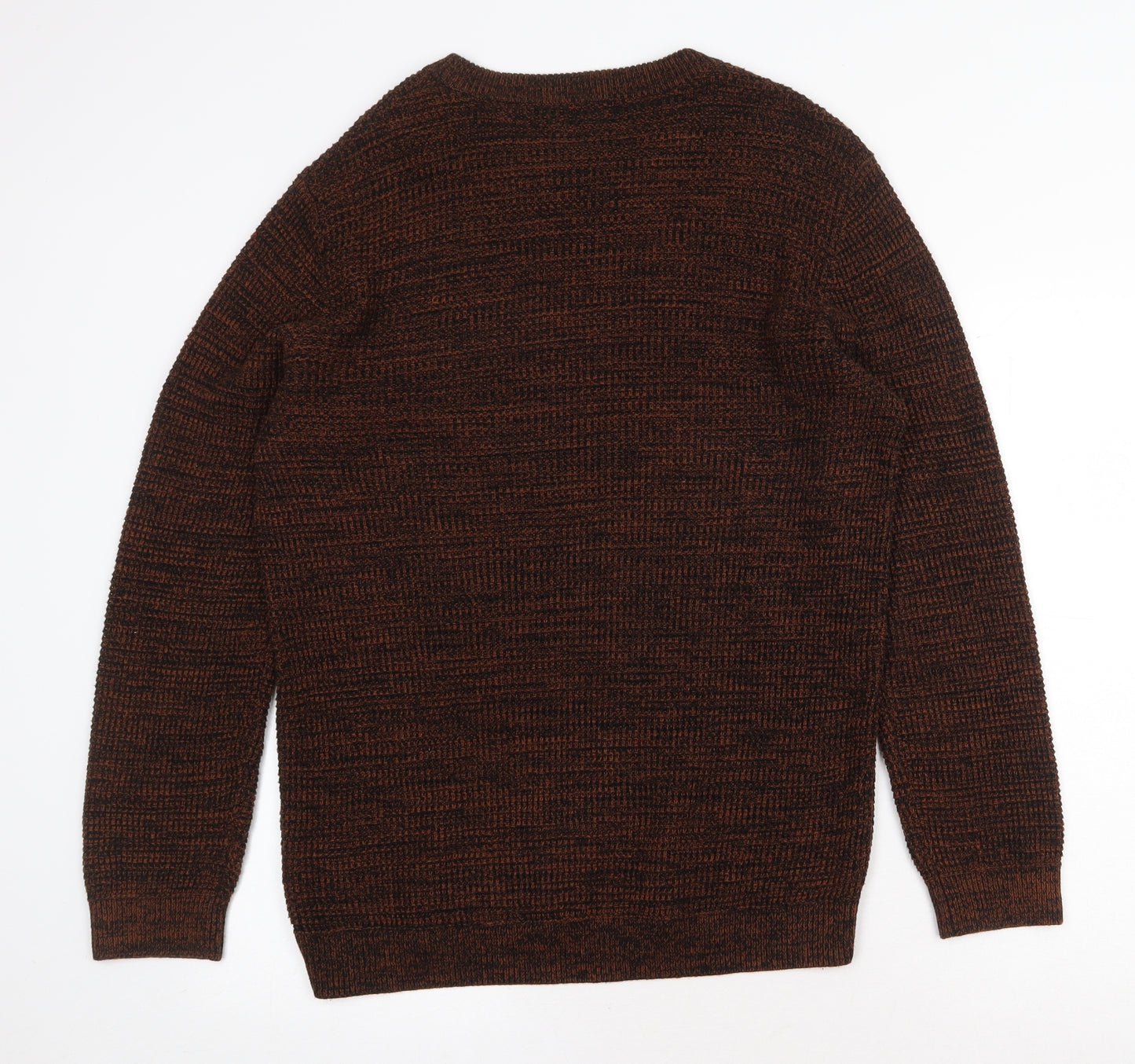 H&M Mens Brown Round Neck Acrylic Pullover Jumper Size M Long Sleeve