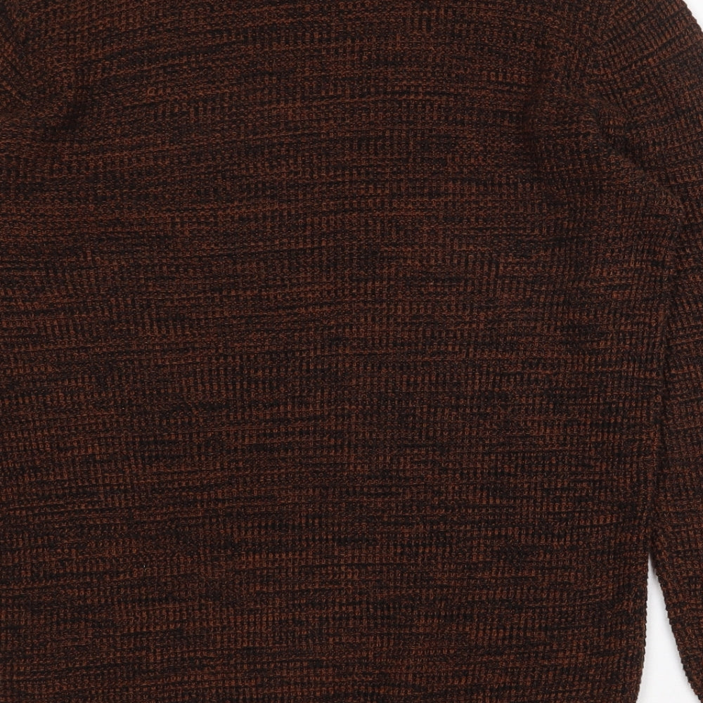 H&M Mens Brown Round Neck Acrylic Pullover Jumper Size M Long Sleeve