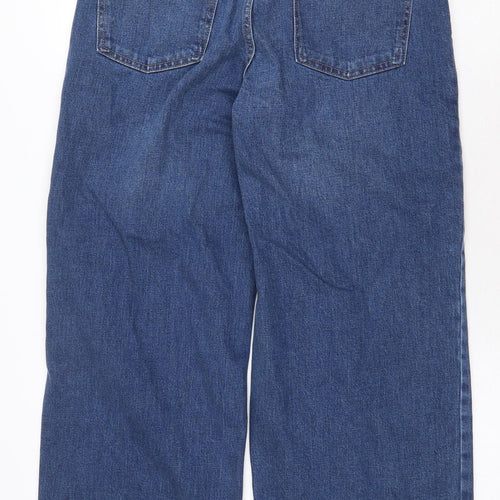 Marks and Spencer Womens Blue Cotton Wide-Leg Jeans Size 12 Regular Zip