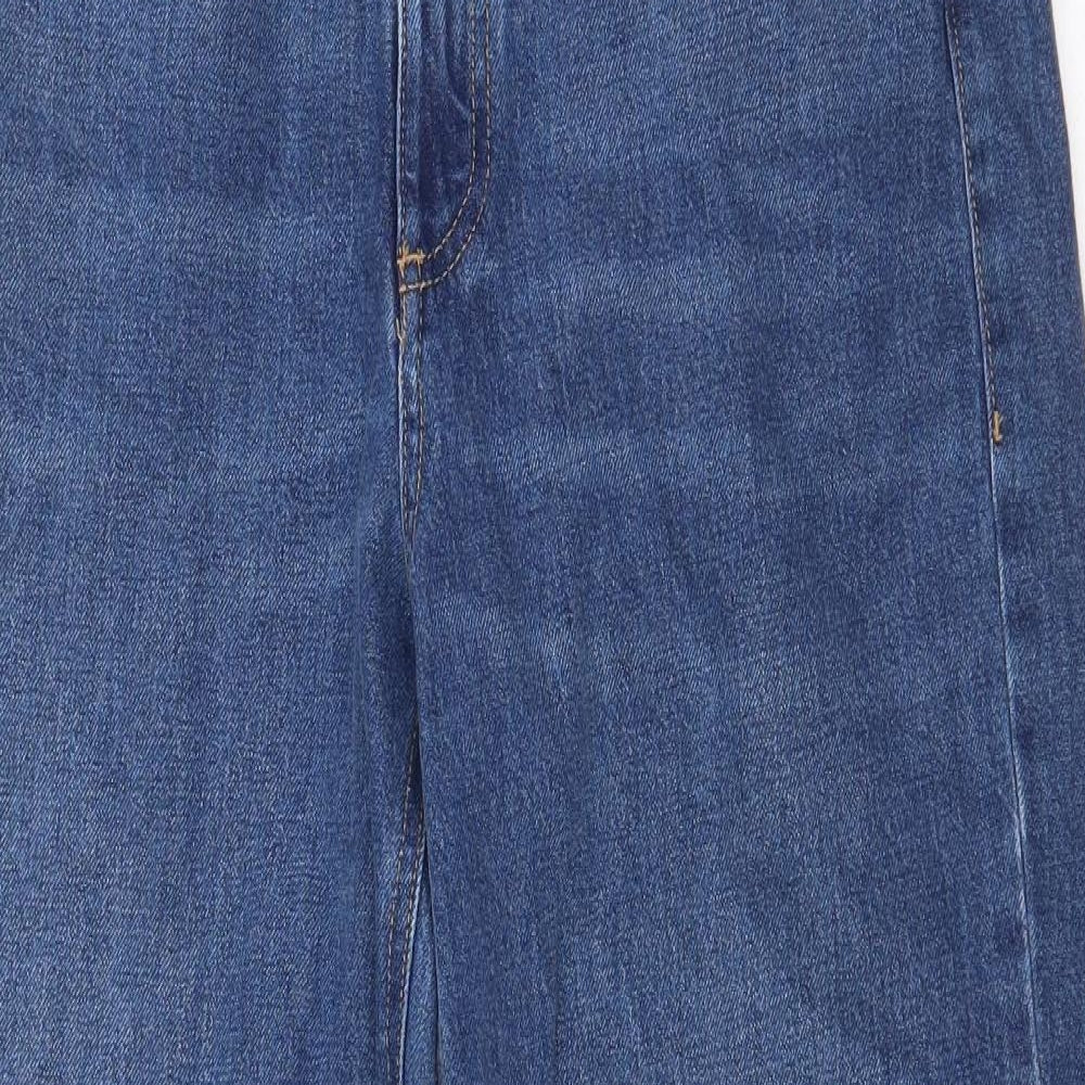 Marks and Spencer Womens Blue Cotton Wide-Leg Jeans Size 12 Regular Zip