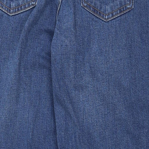 Marks and Spencer Womens Blue Cotton Wide-Leg Jeans Size 12 Regular Zip