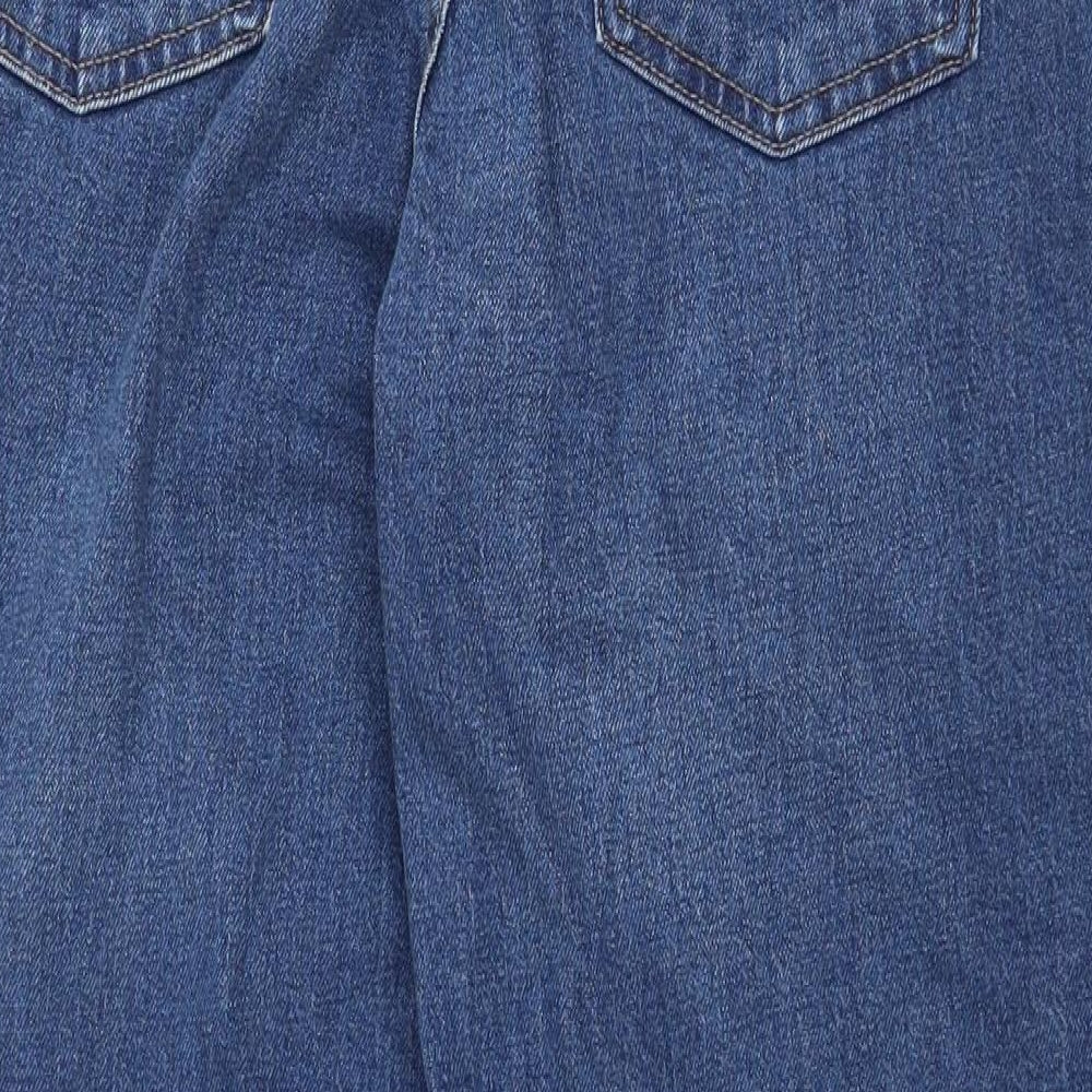 Marks and Spencer Womens Blue Cotton Wide-Leg Jeans Size 12 Regular Zip