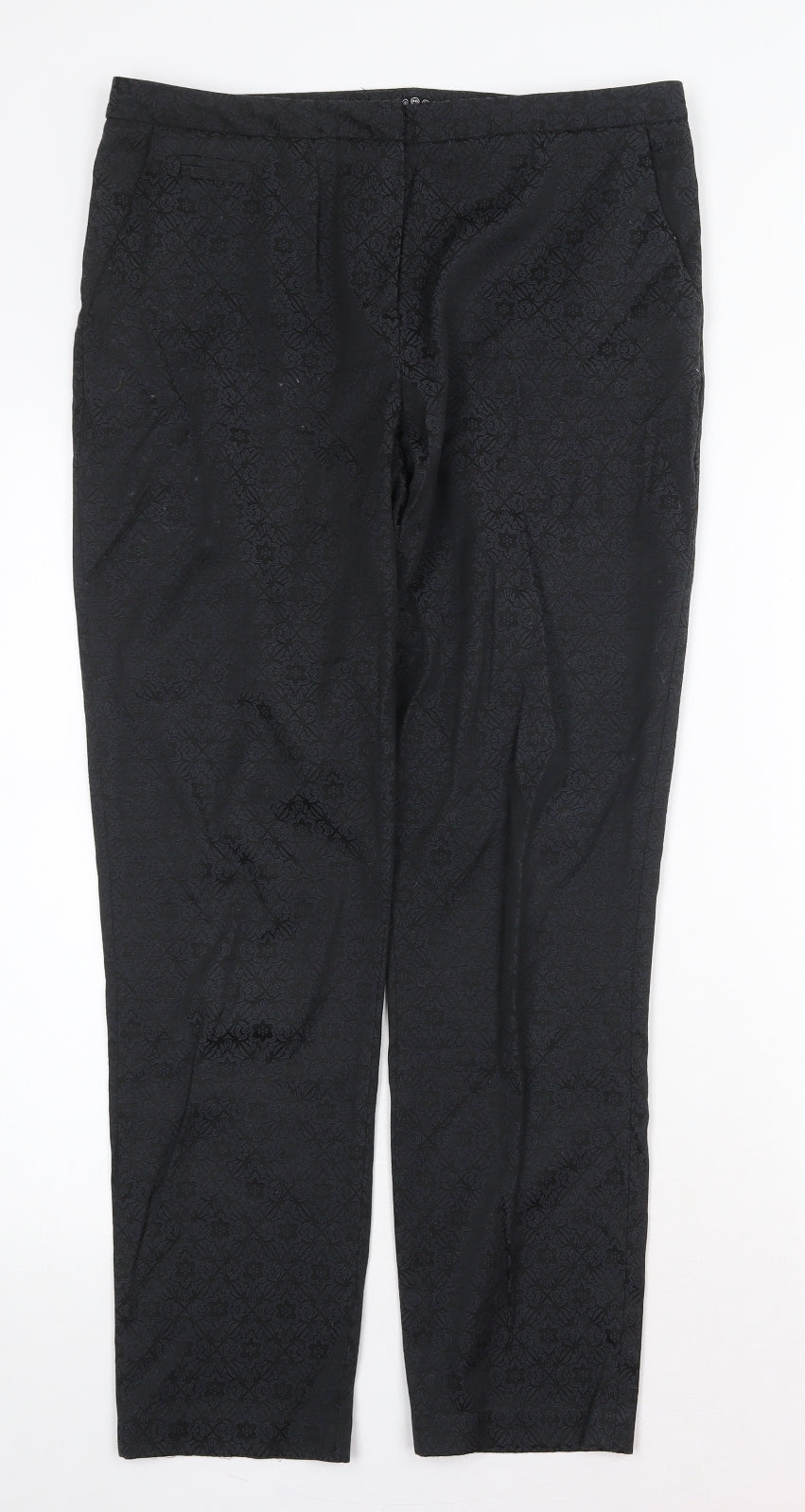 Atmosphere Womens Black Geometric Cotton Trousers Size 12 Regular Zip