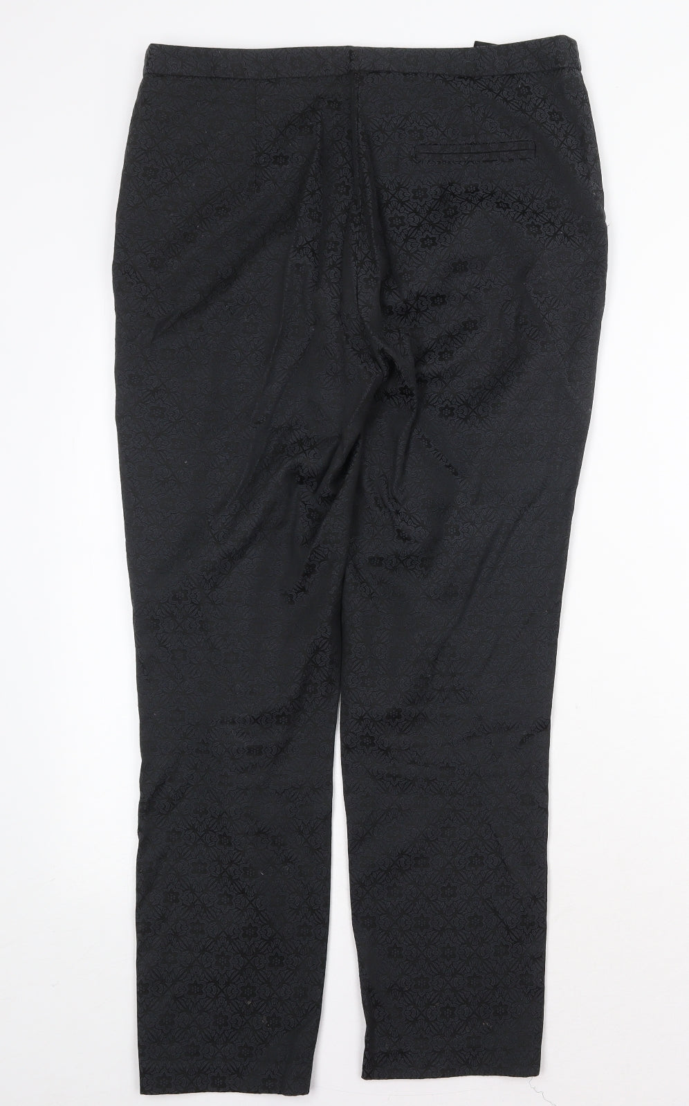 Atmosphere Womens Black Geometric Cotton Trousers Size 12 Regular Zip