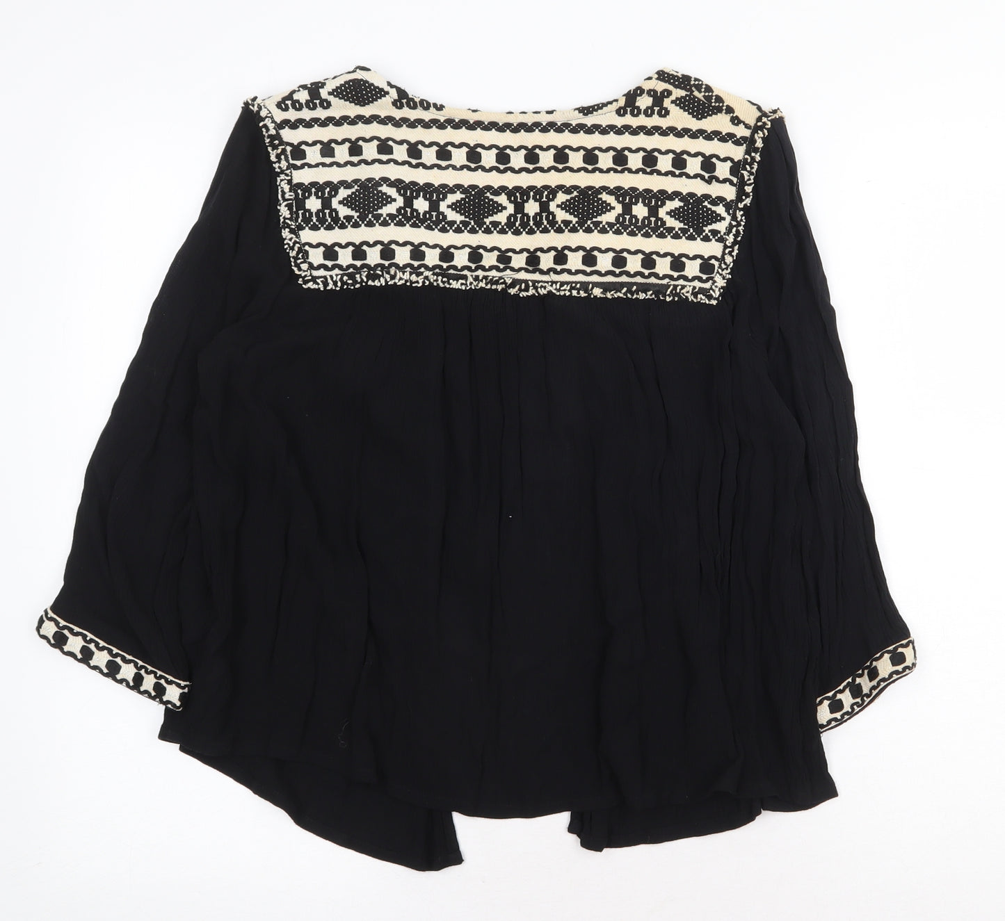 F&F Womens Black Viscose Basic Blouse Size 12 V-Neck