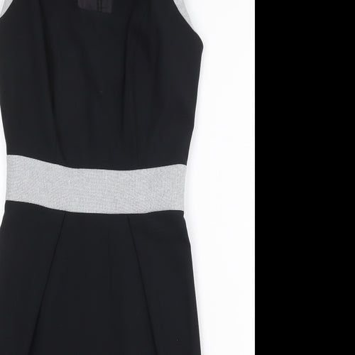 Dorothy Perkins Womens Black Polyester Sheath Size 8 V-Neck Zip