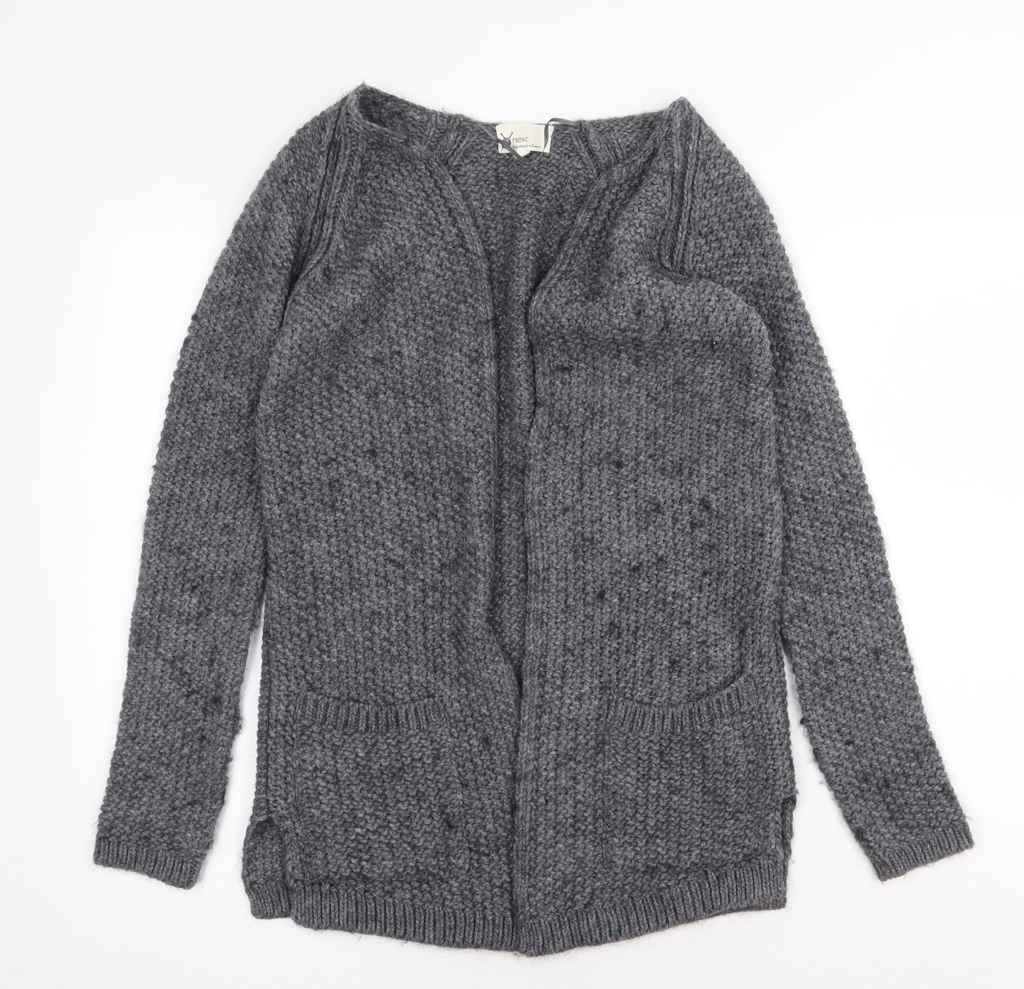 NEXT Womens Grey V-Neck Acrylic Cardigan Jumper Size XS