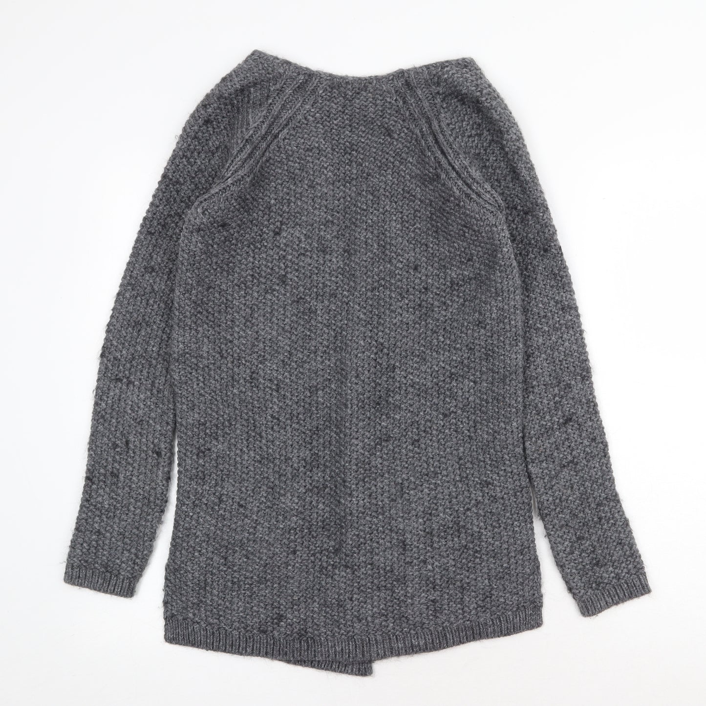 NEXT Womens Grey V-Neck Acrylic Cardigan Jumper Size XS
