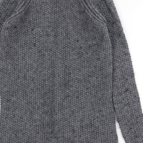 NEXT Womens Grey V-Neck Acrylic Cardigan Jumper Size XS