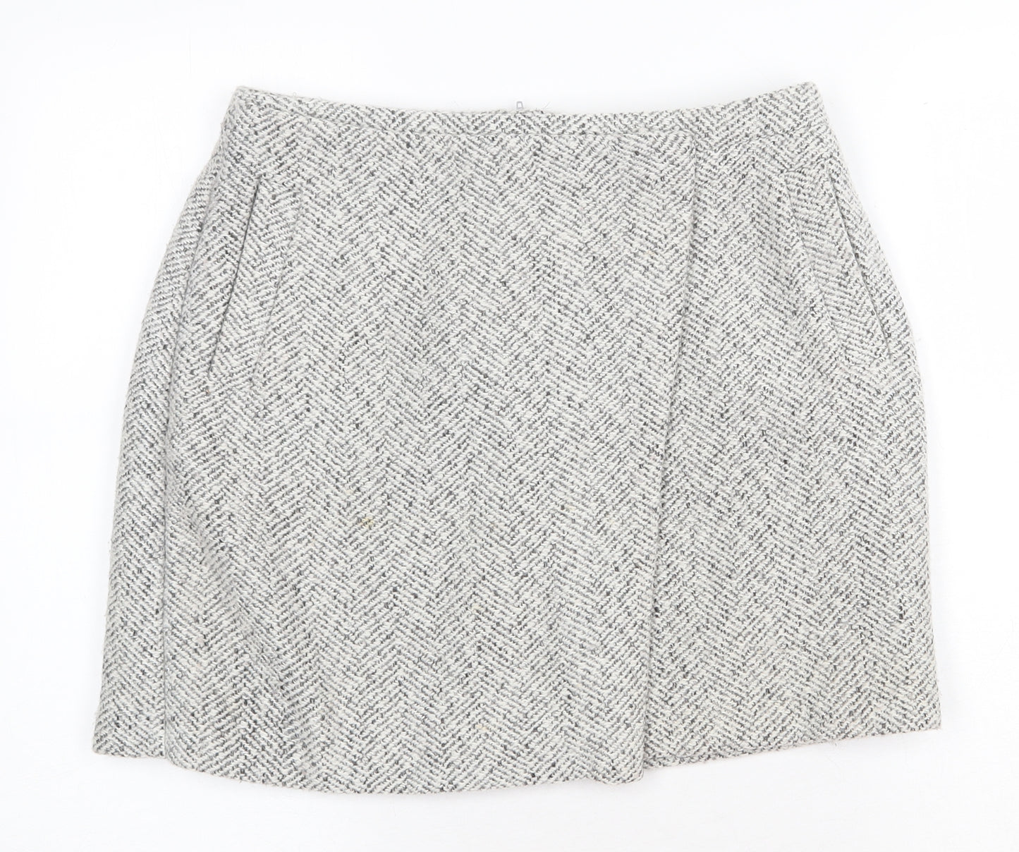 New Look Womens Grey Herringbone Polyester Straight & Pencil Skirt Size 12 Zip