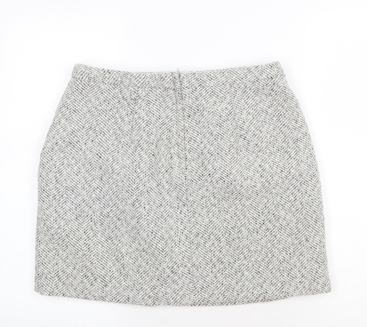 New Look Womens Grey Herringbone Polyester Straight & Pencil Skirt Size 12 Zip
