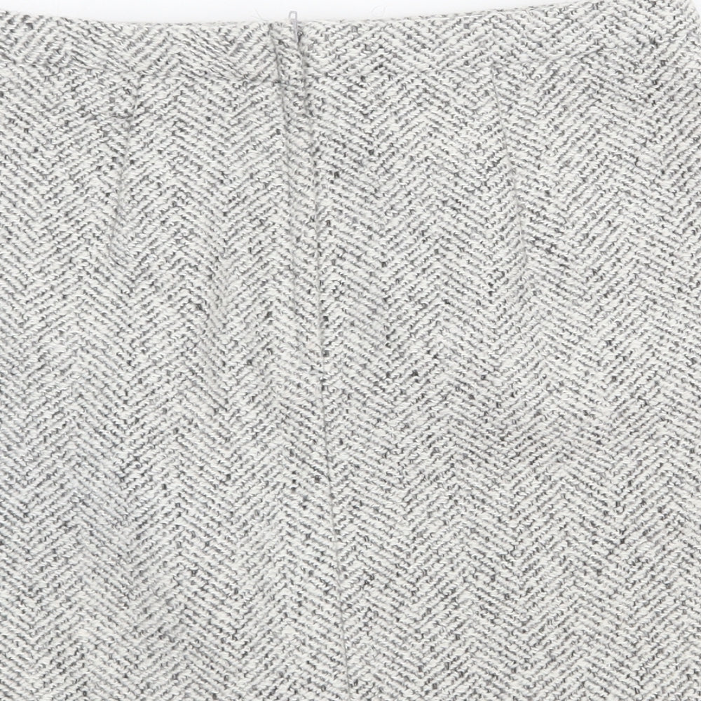 New Look Womens Grey Herringbone Polyester Straight & Pencil Skirt Size 12 Zip