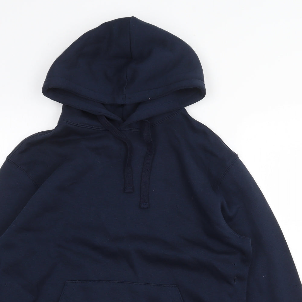 Russell Mens Blue Cotton Pullover Hoodie Size M