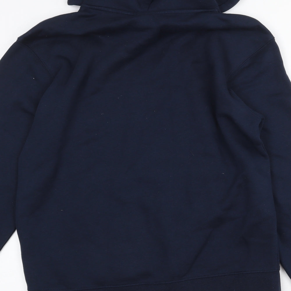 Russell Mens Blue Cotton Pullover Hoodie Size M