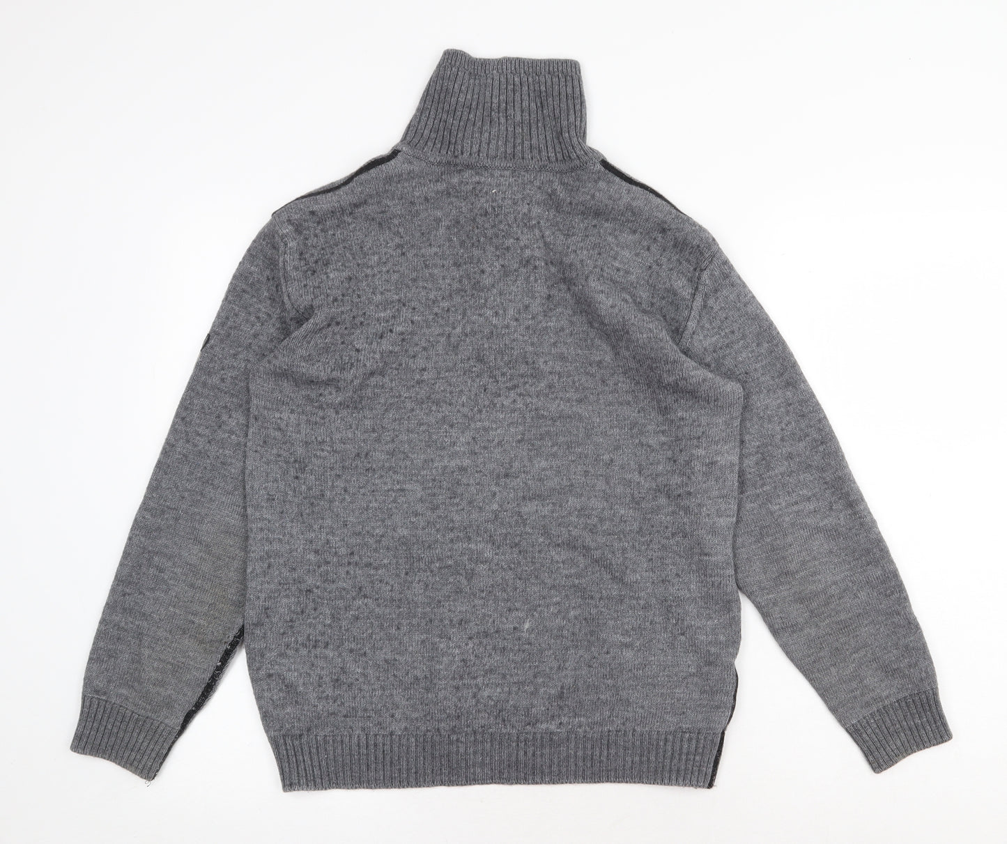 GAS Mens Grey High Neck Wool Pullover Jumper Size L Long Sleeve