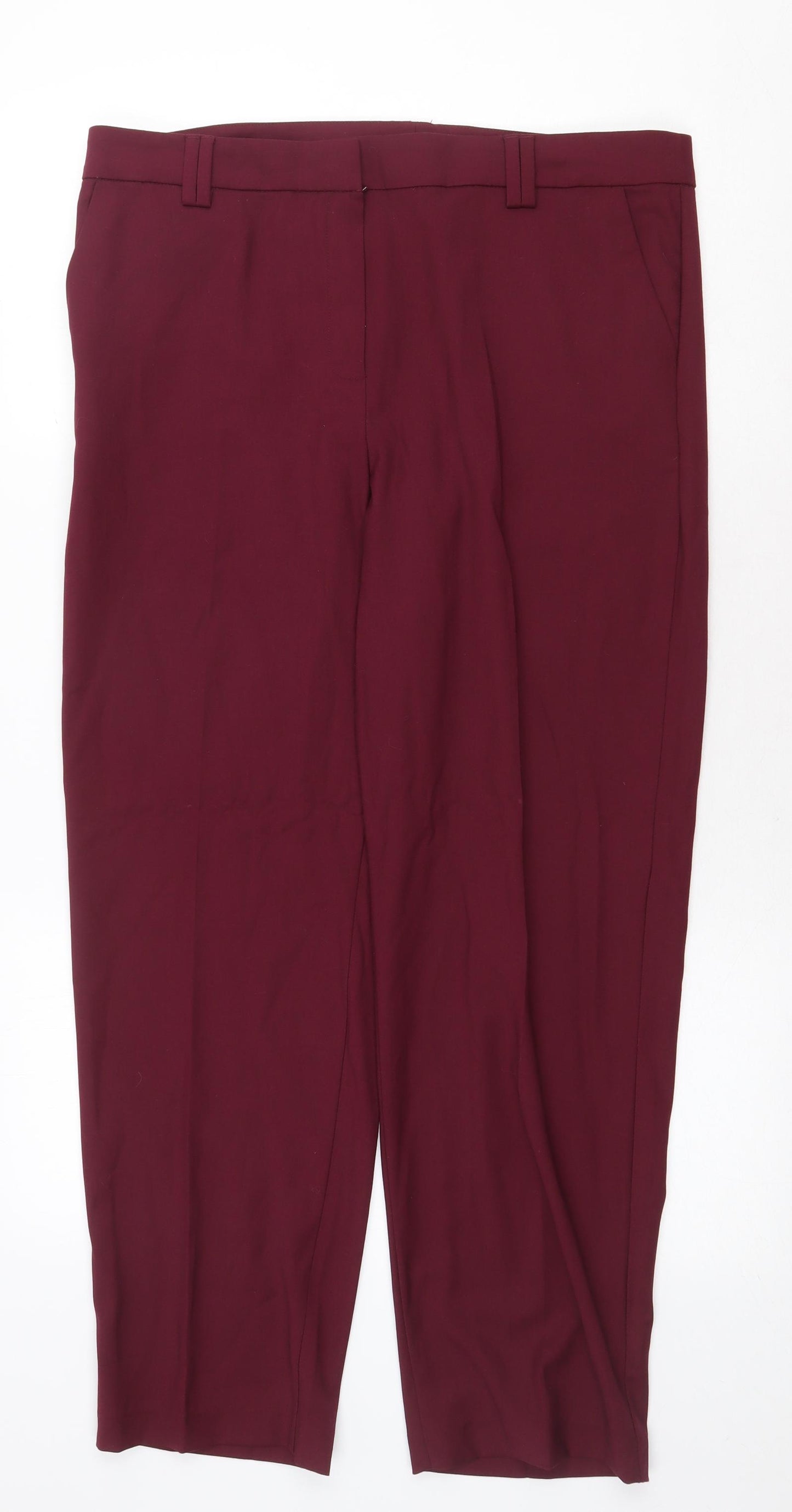Marks and Spencer Mens Red Polyester Trousers Size 36 in Regular Zip