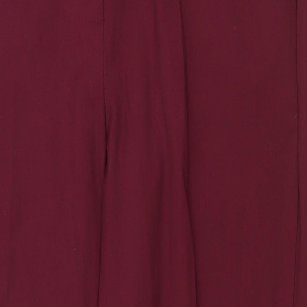 Marks and Spencer Mens Red Polyester Trousers Size 36 in Regular Zip