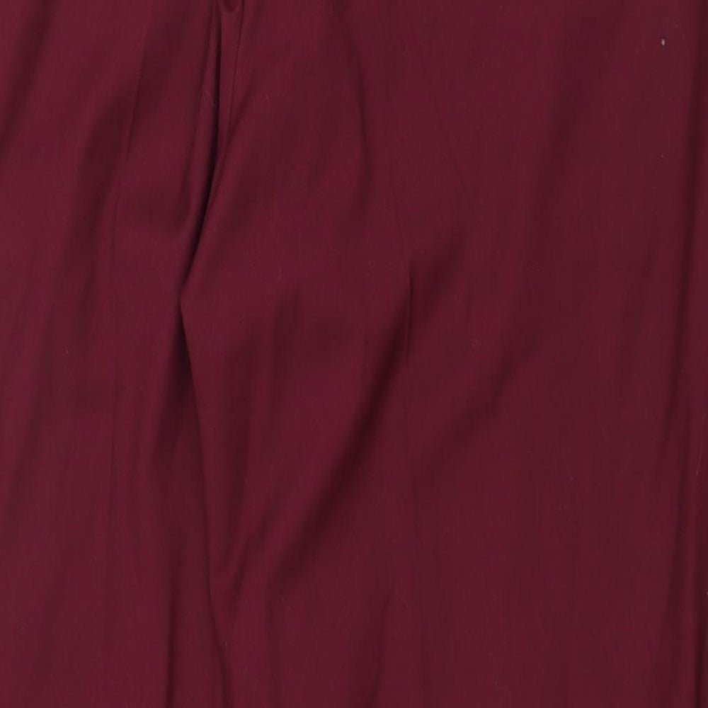 Marks and Spencer Mens Red Polyester Trousers Size 36 in Regular Zip