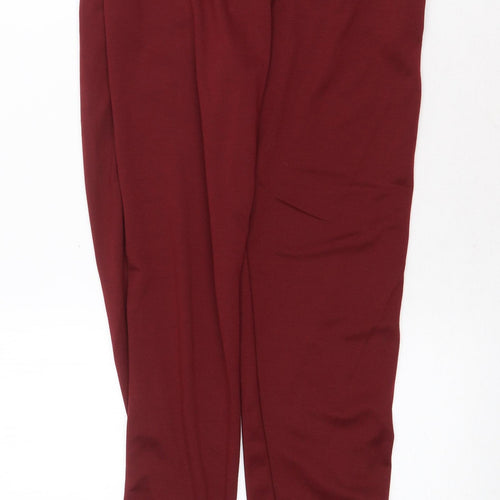 Preworn Womens Red Polyester Jogger Trousers Size S Regular Drawstring