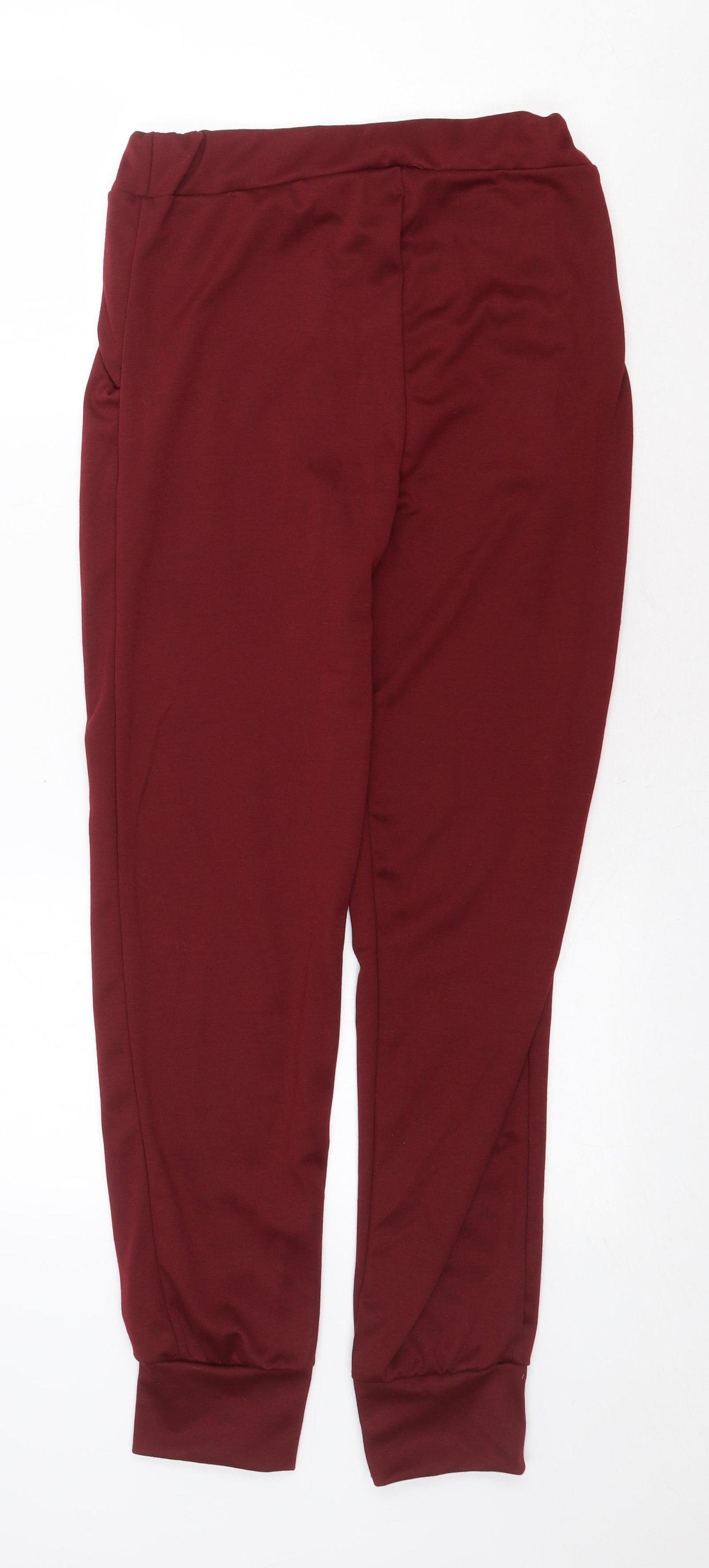 Preworn Womens Red Polyester Jogger Trousers Size S Regular Drawstring
