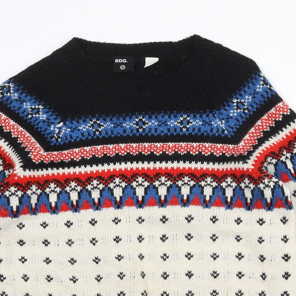 BDG Womens Multicoloured Round Neck Fair Isle Acrylic Pullover Jumper Size S