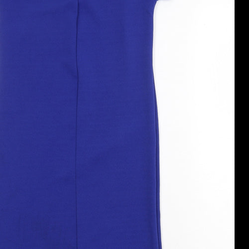 Missi London Womens Blue Polyester A-Line Size 8 Round Neck Zip