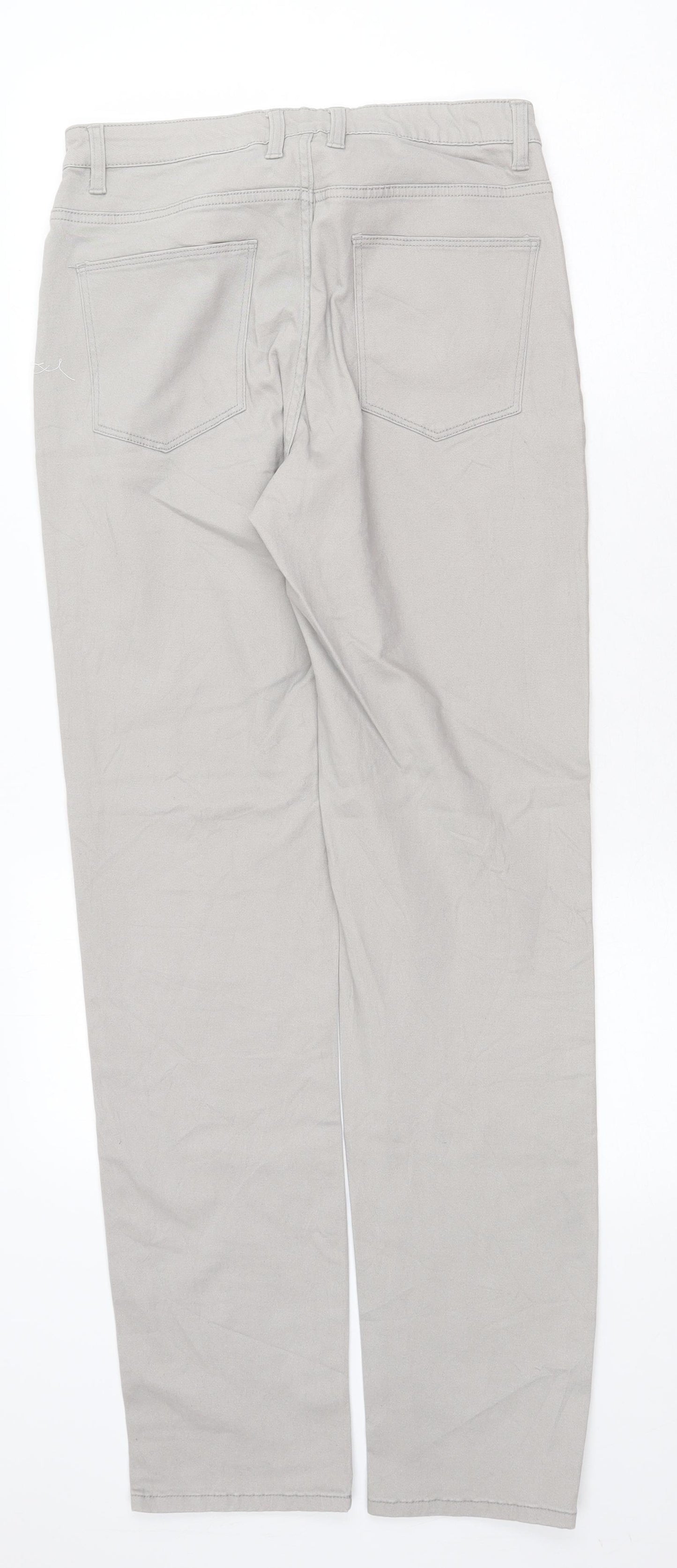 ESMARA Womens Grey Cotton Straight Jeans Size 14 Slim Zip