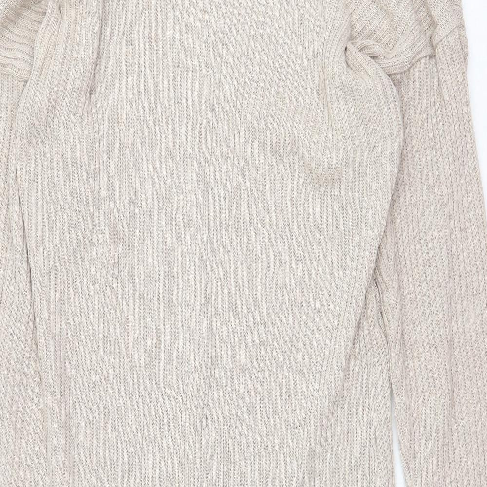 Zara Womens Beige Cotton Jumper Dress Size L Boat Neck Pullover