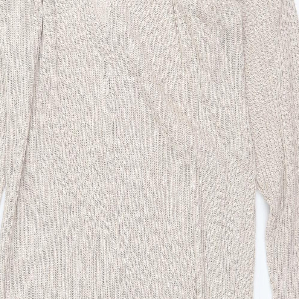 Zara Womens Beige Cotton Jumper Dress Size L Boat Neck Pullover