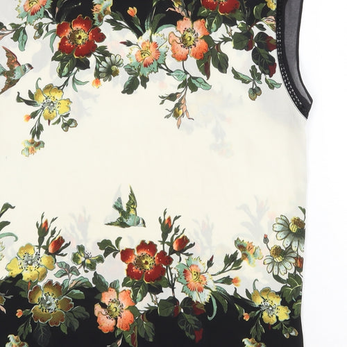 Oasis Womens Multicoloured Floral Polyester Basic Tank Size 10 Boat Neck