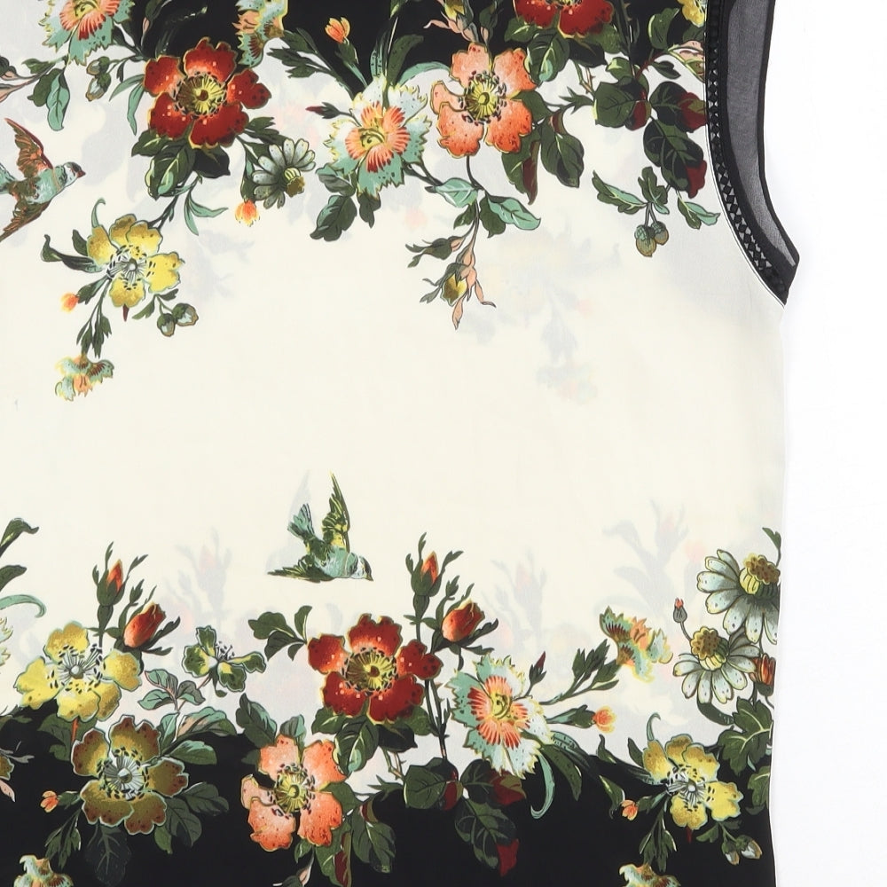 Oasis Womens Multicoloured Floral Polyester Basic Tank Size 10 Boat Neck