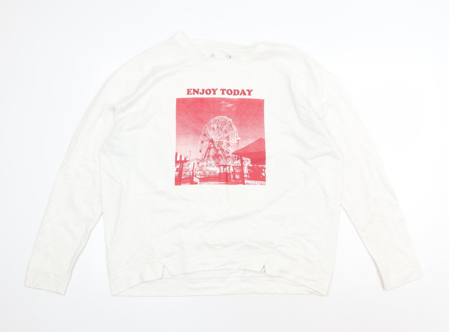 LFT Womens White Cotton Pullover Sweatshirt Size L Pullover - Enjoy Today