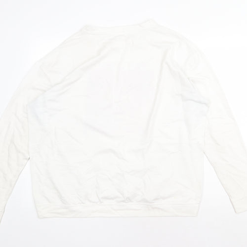 LFT Womens White Cotton Pullover Sweatshirt Size L Pullover - Enjoy Today