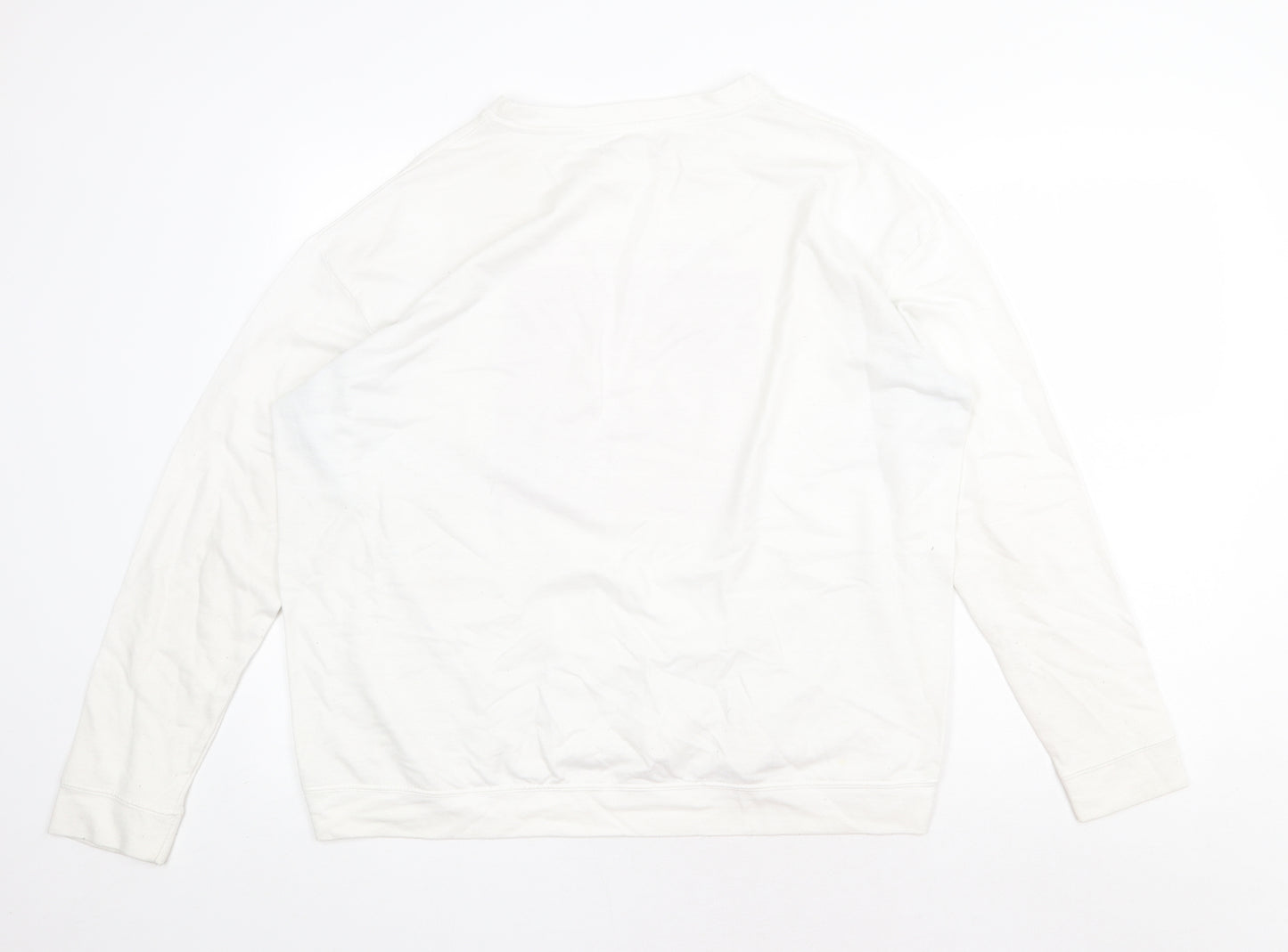 LFT Womens White Cotton Pullover Sweatshirt Size L Pullover - Enjoy Today