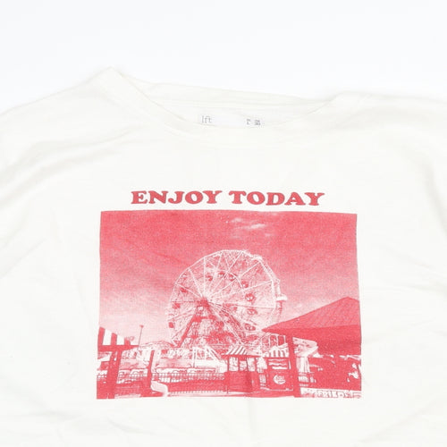 LFT Womens White Cotton Pullover Sweatshirt Size L Pullover - Enjoy Today