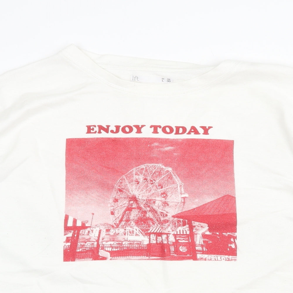LFT Womens White Cotton Pullover Sweatshirt Size L Pullover - Enjoy Today