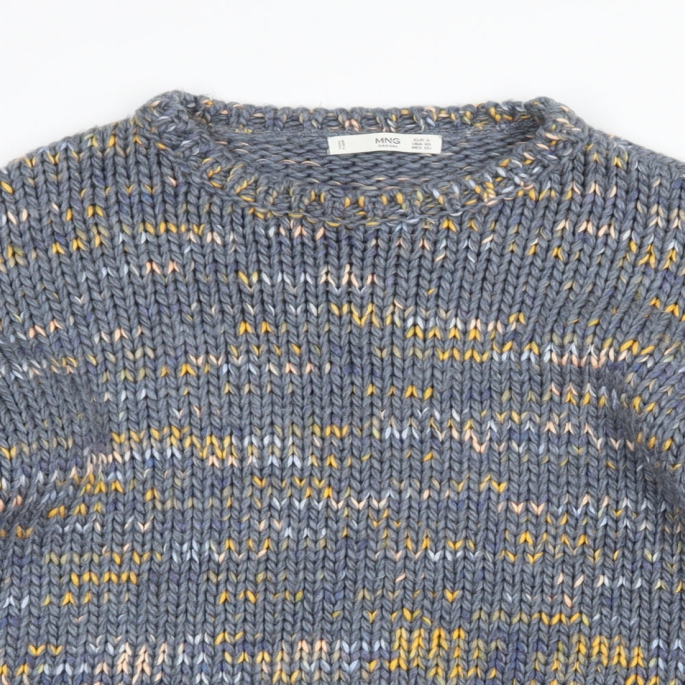 MNG Womens Grey Round Neck Acrylic Pullover Jumper Size S
