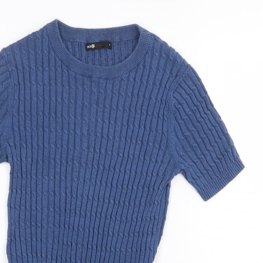 Oodji Womens Blue Round Neck Cotton Pullover Jumper Size M