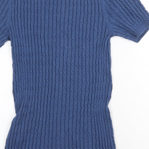 Oodji Womens Blue Round Neck Cotton Pullover Jumper Size M