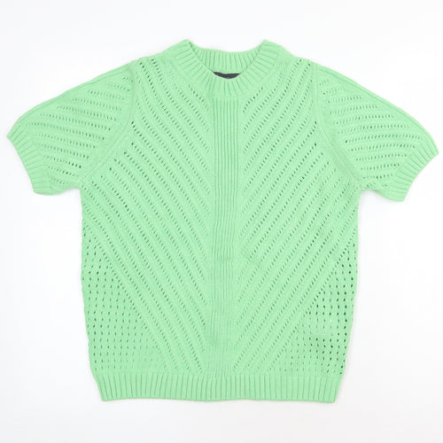 Marks and Spencer Womens Green Roll Neck Cotton Pullover Jumper Size M
