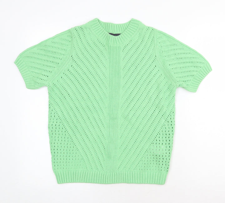 Marks and Spencer Womens Green Roll Neck Cotton Pullover Jumper Size M