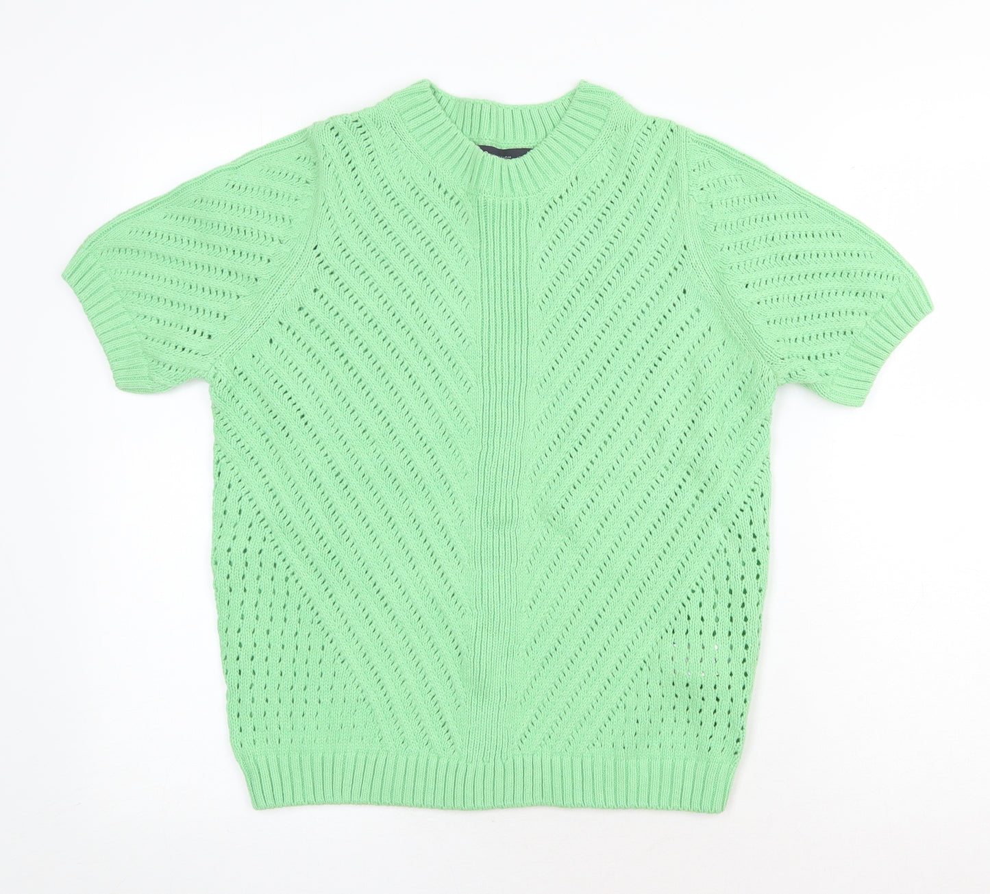 Marks and Spencer Womens Green Roll Neck Cotton Pullover Jumper Size M